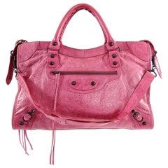 Balenciaga Pink Classic Motocross City Bag