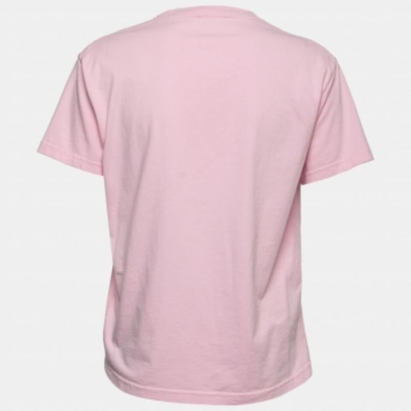 Beige Balenciaga Pink Cotton Logo T-Shirt L For Sale