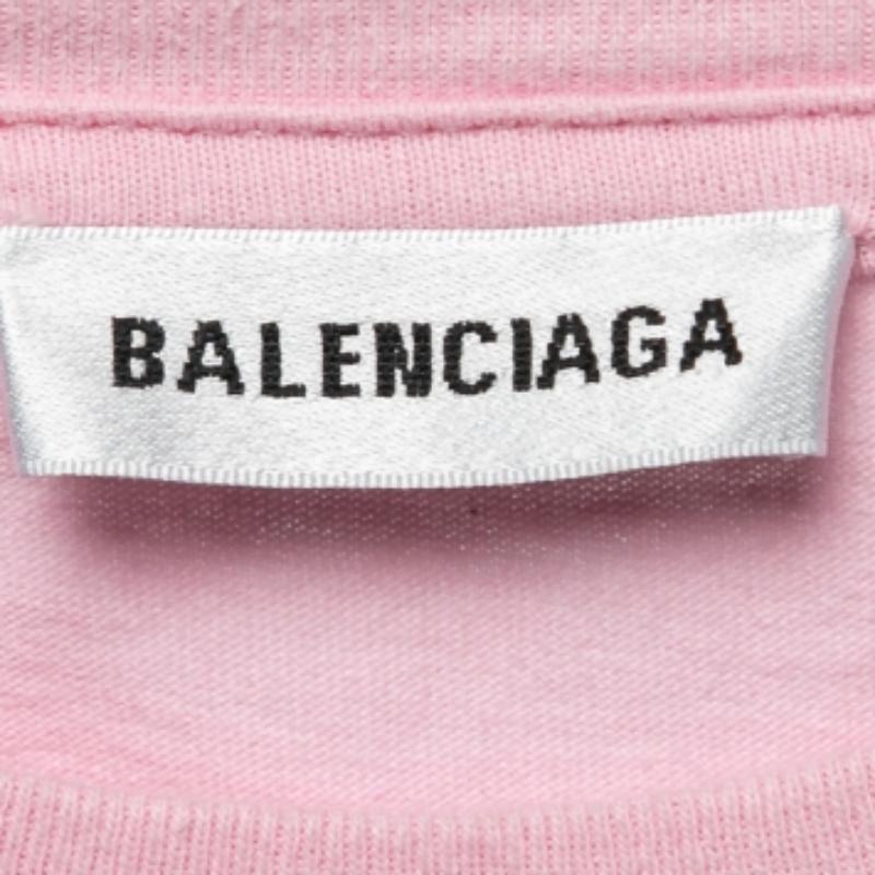 Balenciaga Pink Cotton Logo T-Shirt L In Good Condition For Sale In Dubai, Al Qouz 2