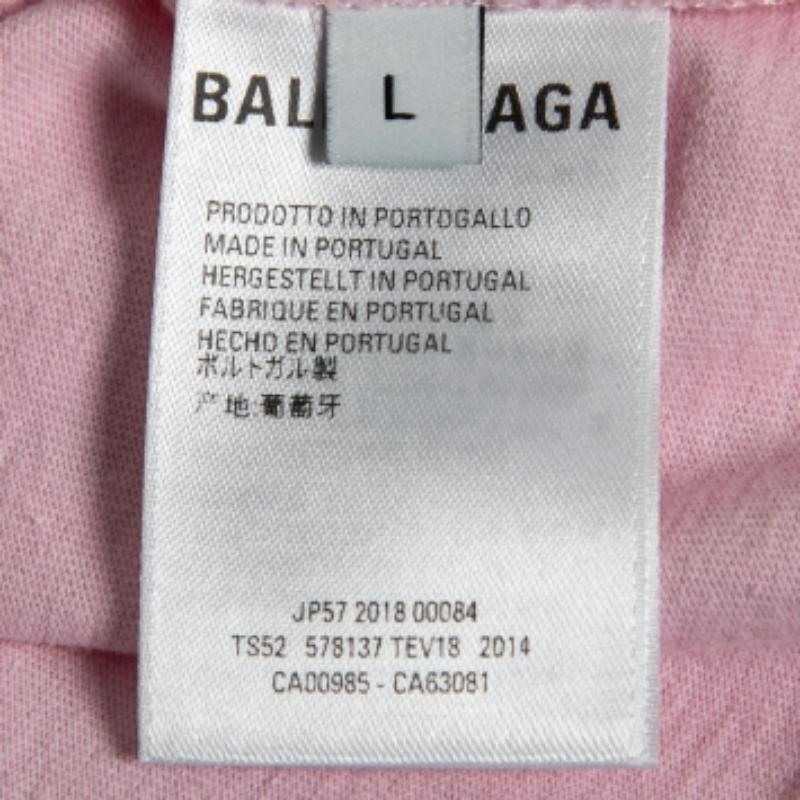 Women's Balenciaga Pink Cotton Logo T-Shirt L For Sale