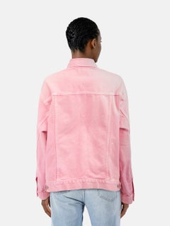 Balenciaga Pink Denim Logo Oversized Jacket Size XS