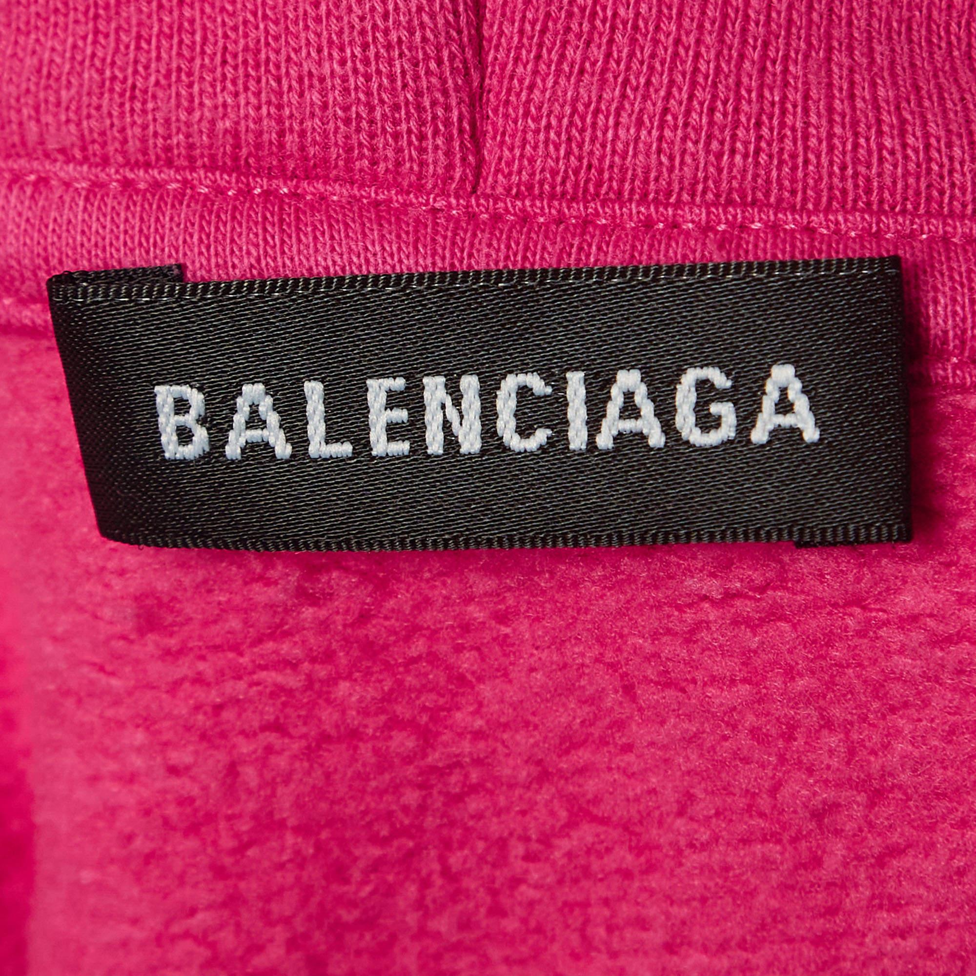 Sweat à capuche en coton imprimé graphique rose de Balenciaga (6 ans) Bon état - En vente à Dubai, Al Qouz 2