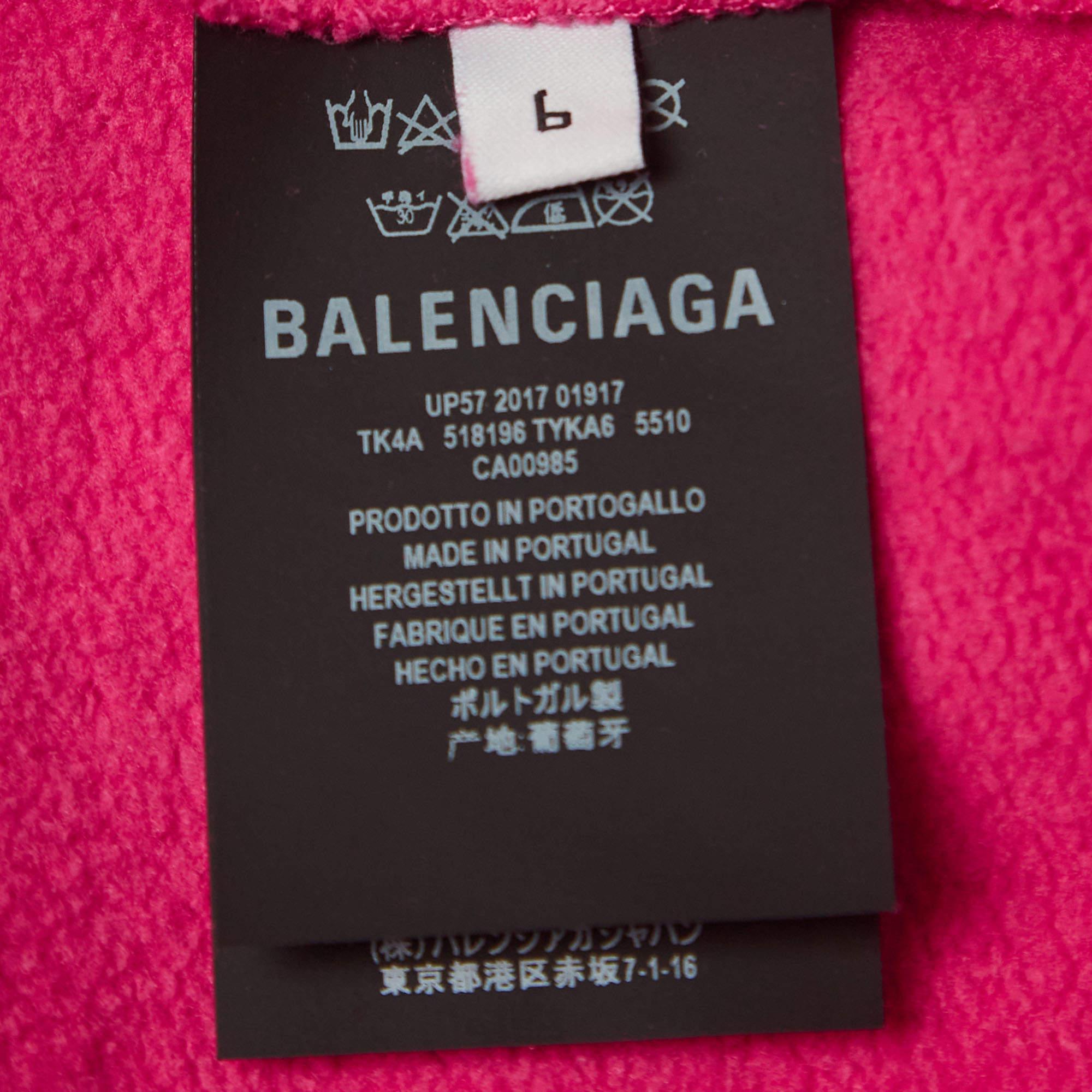 Sweat à capuche en coton imprimé graphique rose de Balenciaga (6 ans) Unisexe en vente