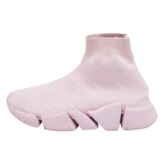 Balenciaga Pink Knit Fabric Speed 2.0 High Top Sneakers Size 36