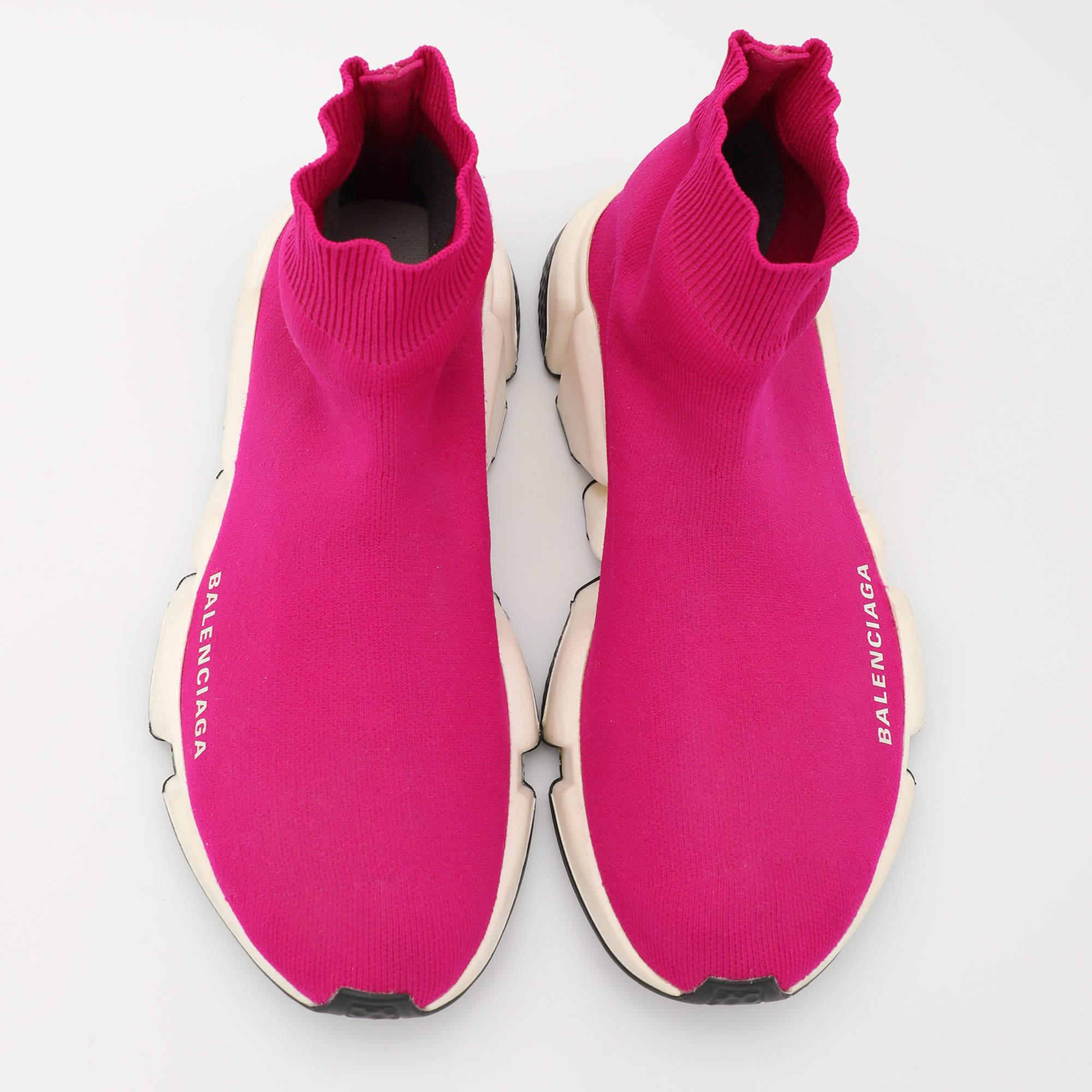 Rosa Balenciaga Sneakers Speed Trainer in maglia rosa misura 36 in vendita