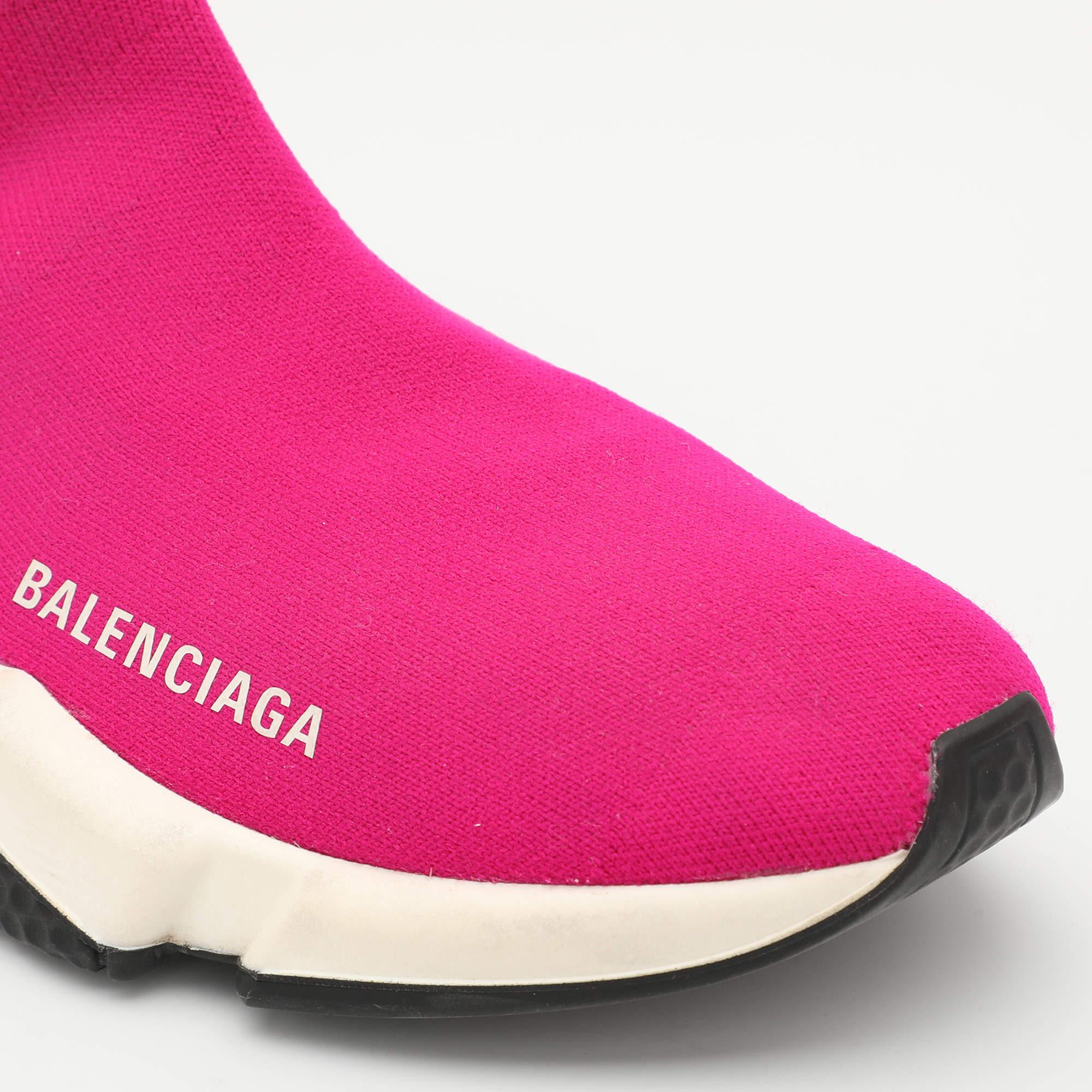 Balenciaga Sneakers Speed Trainer in maglia rosa misura 36 in vendita 2