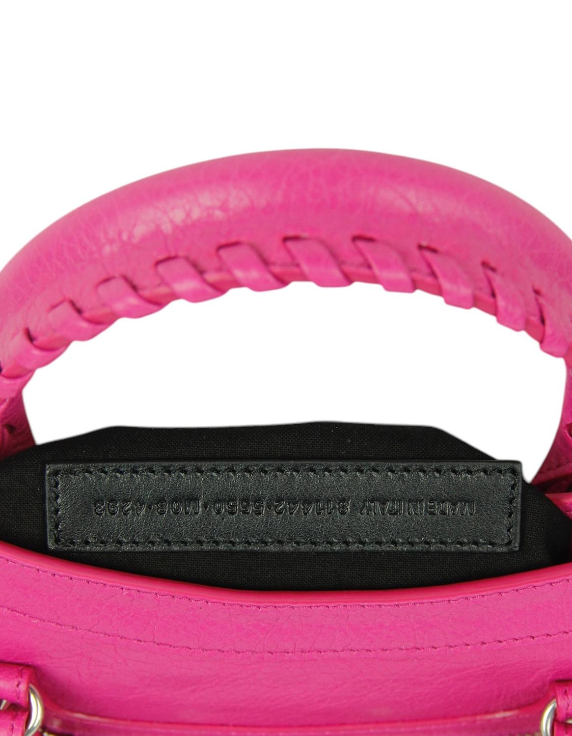 Balenciaga Borsa Le City piccola in pelle d'agnello rosa con tracolla in vendita 5