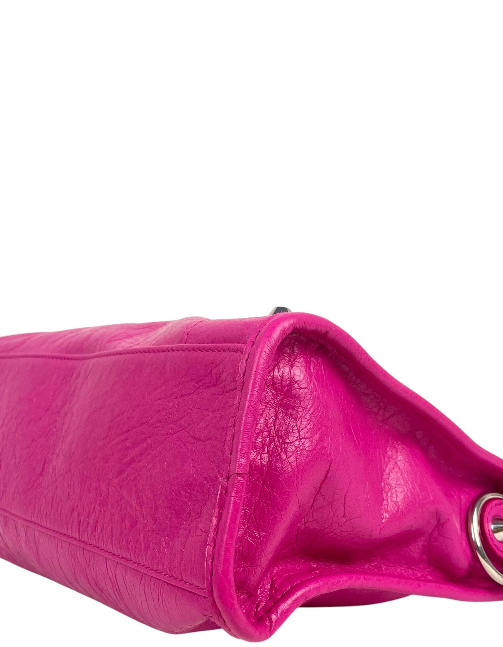 Donna Balenciaga Borsa Le City piccola in pelle d'agnello rosa con tracolla in vendita