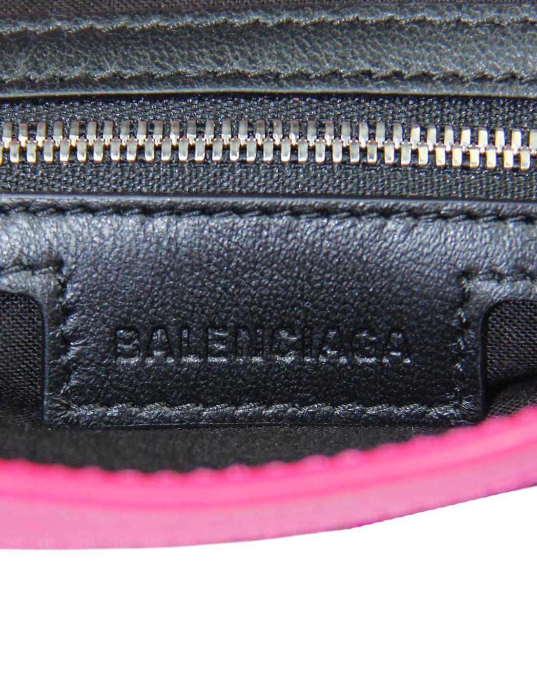 Balenciaga Borsa Le City piccola in pelle d'agnello rosa con tracolla in vendita 3