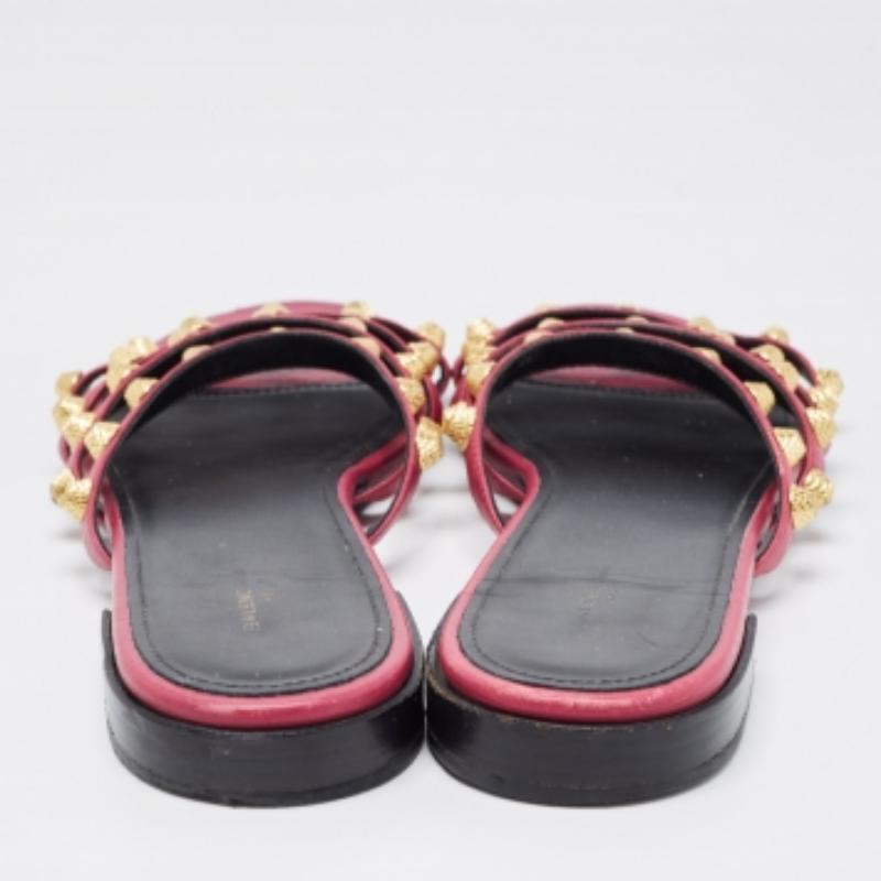 Balenciaga - Chaussures plates Arena en cuir rose - Taille 38,5 en vente 1