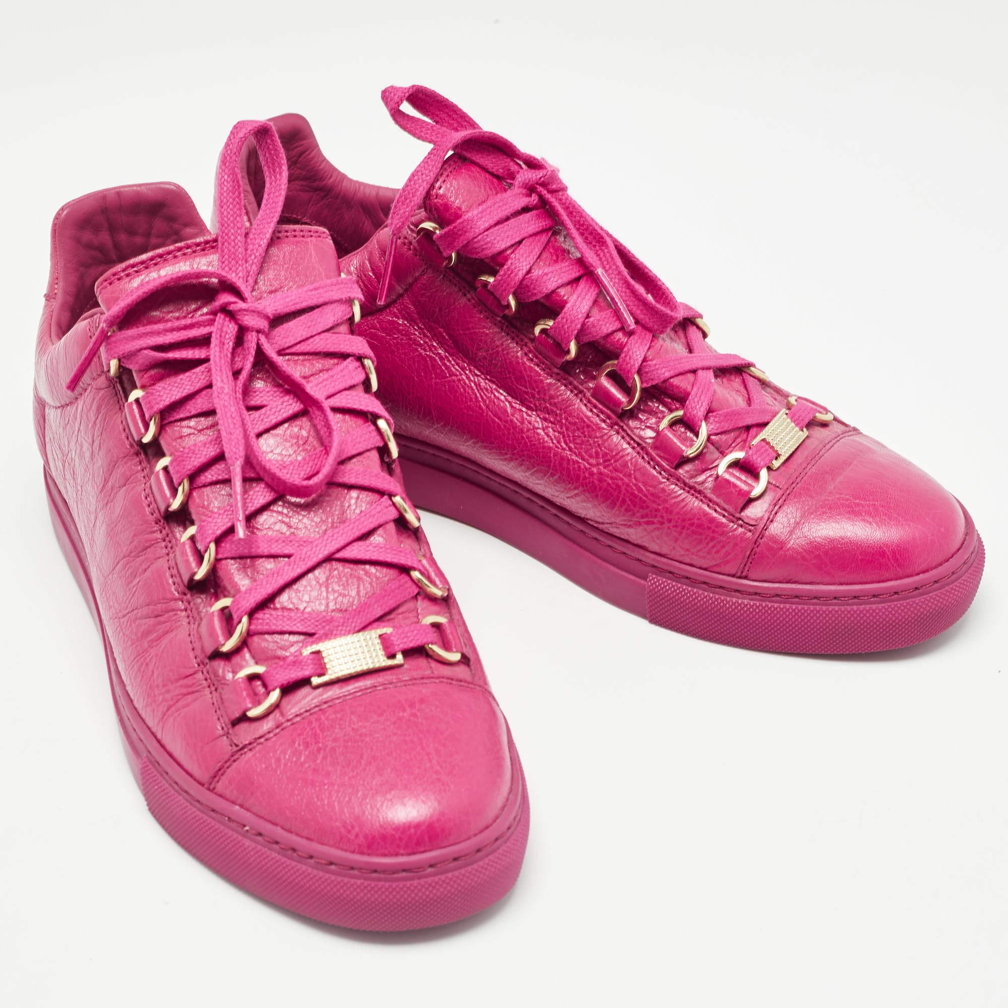 Women's Balenciaga Pink Leather Arena Sneakers Size 38