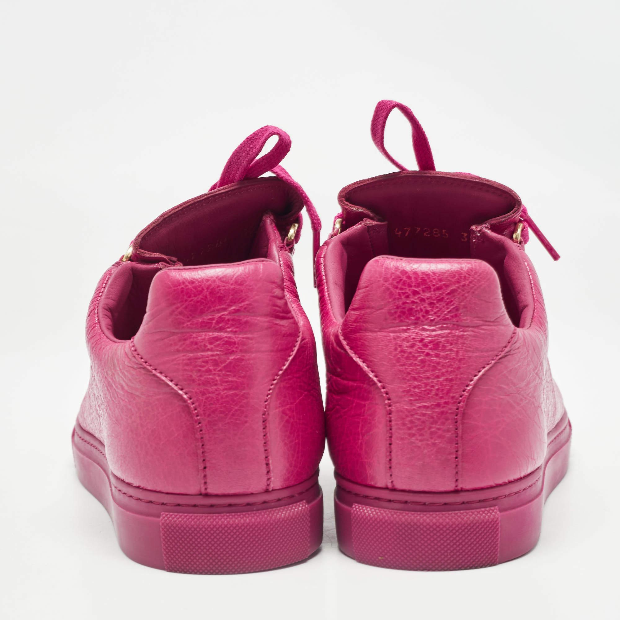 Balenciaga Pink Leather Arena Sneakers Size 38 1