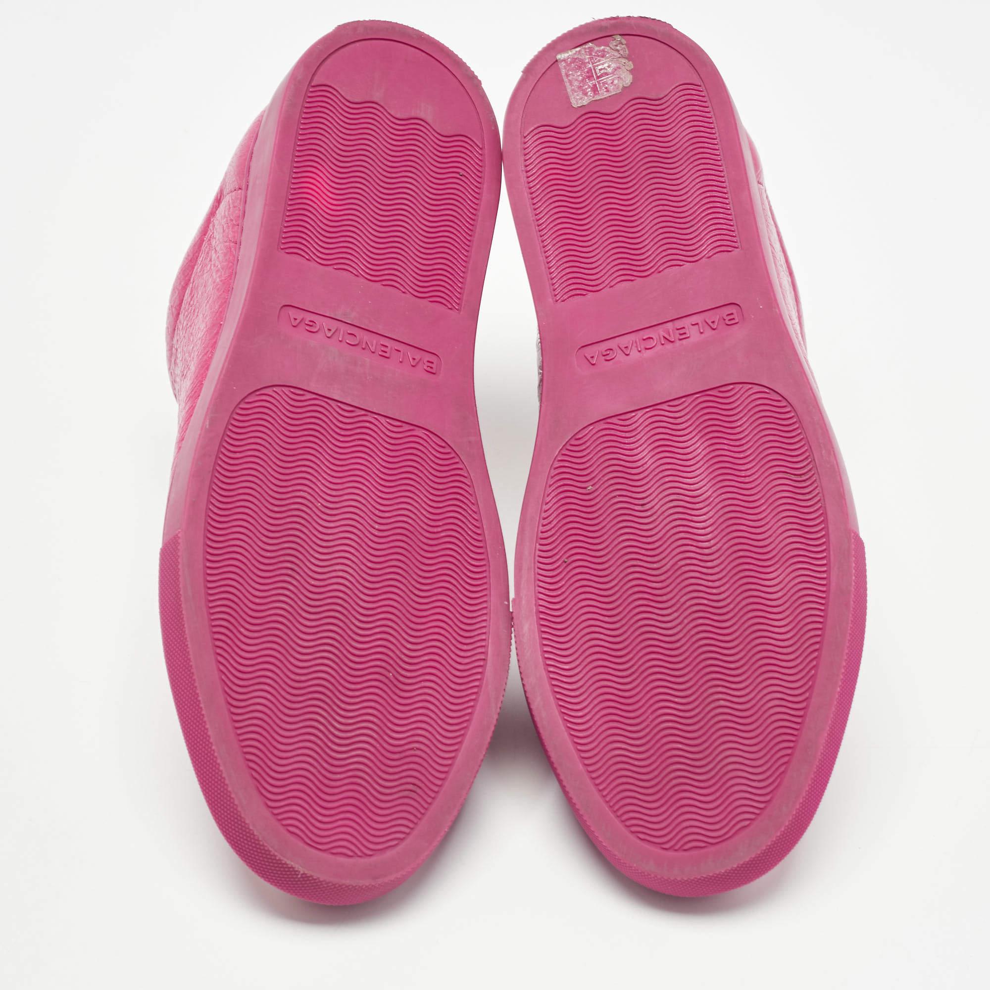 Balenciaga Pink Leather Arena Sneakers Size 38 2