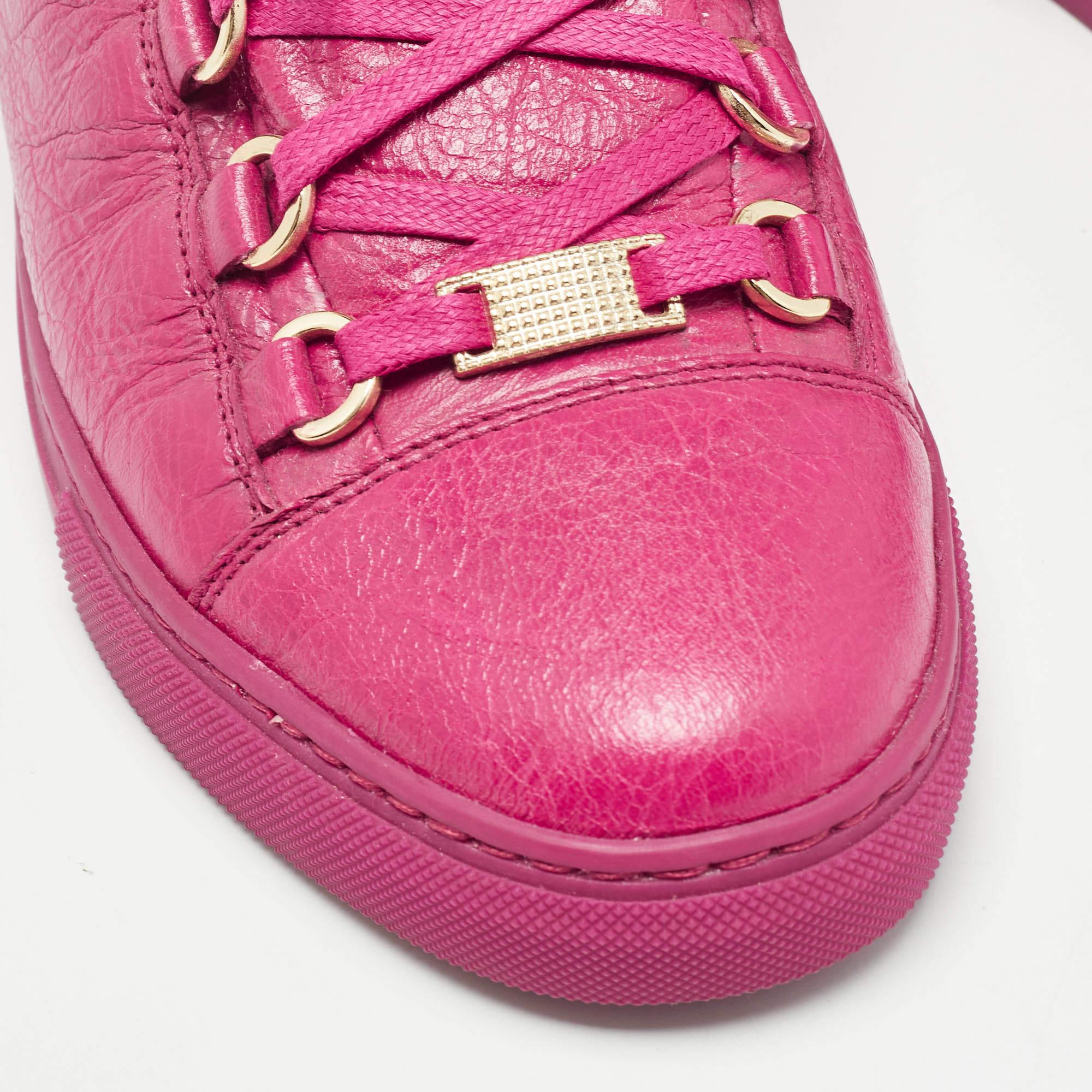 Balenciaga Pink Leather Arena Sneakers Size 38 3