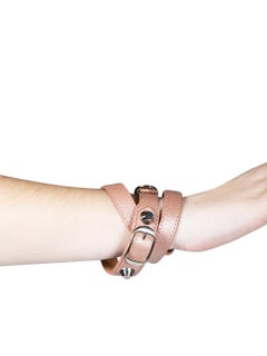Balenciaga Pink Leather Double Wrap Bracelet