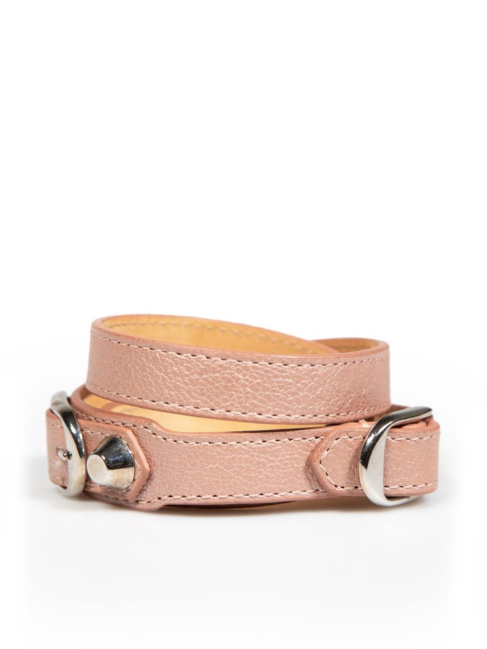 Women's Balenciaga Pink Leather Double Wrap Bracelet For Sale