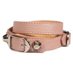 Pulsera de doble vuelta de piel rosa Balenciaga