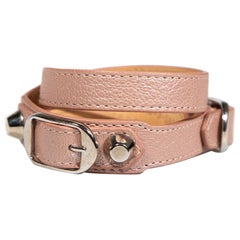 Pulsera de doble vuelta de piel rosa Balenciaga