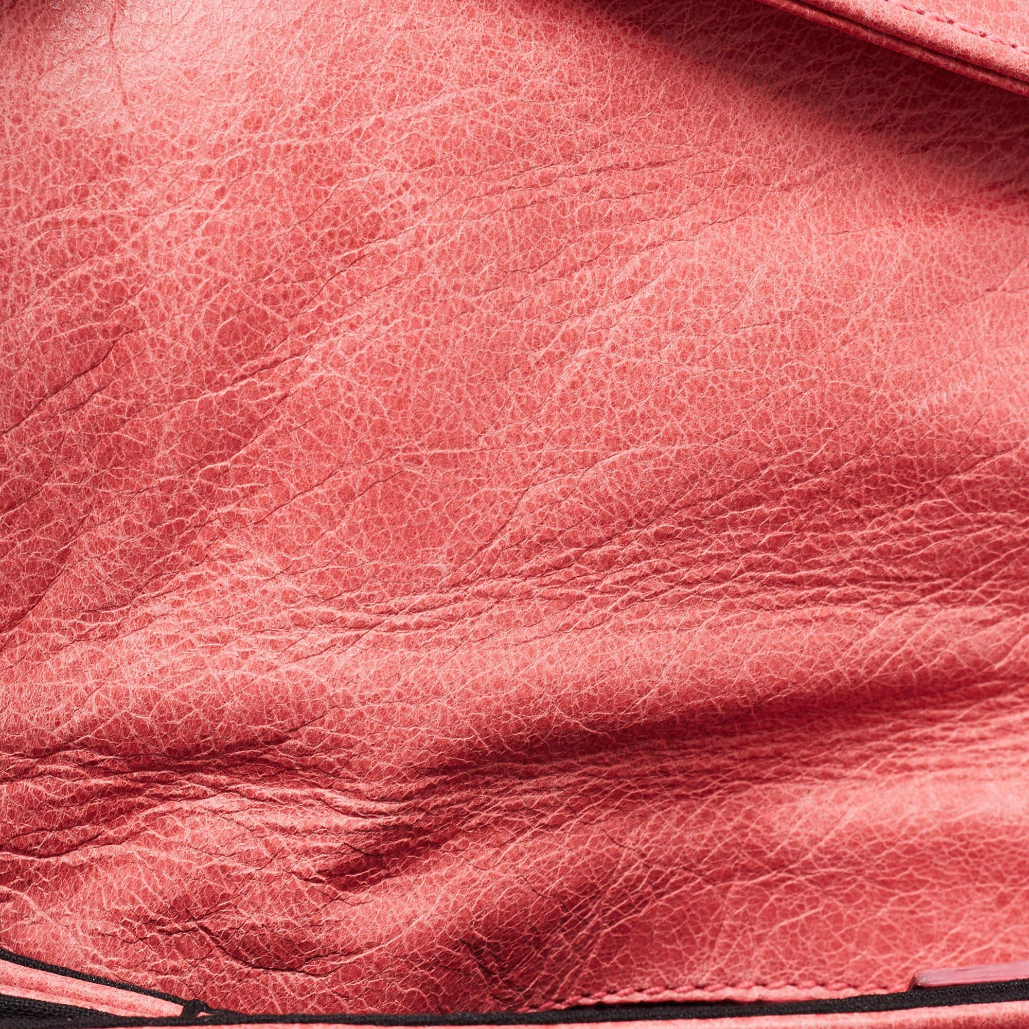 Balenciaga Pink Leather GSH Classic Envelope Clutch 4