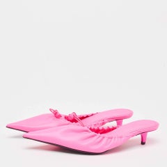 Balenciaga Pink Leather Knife Pointed Toe Mules Size 38