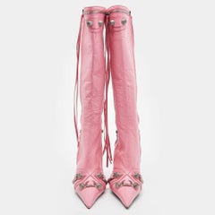 Balenciaga Pink Leather Le Cagole Knee Length Boots Size 38