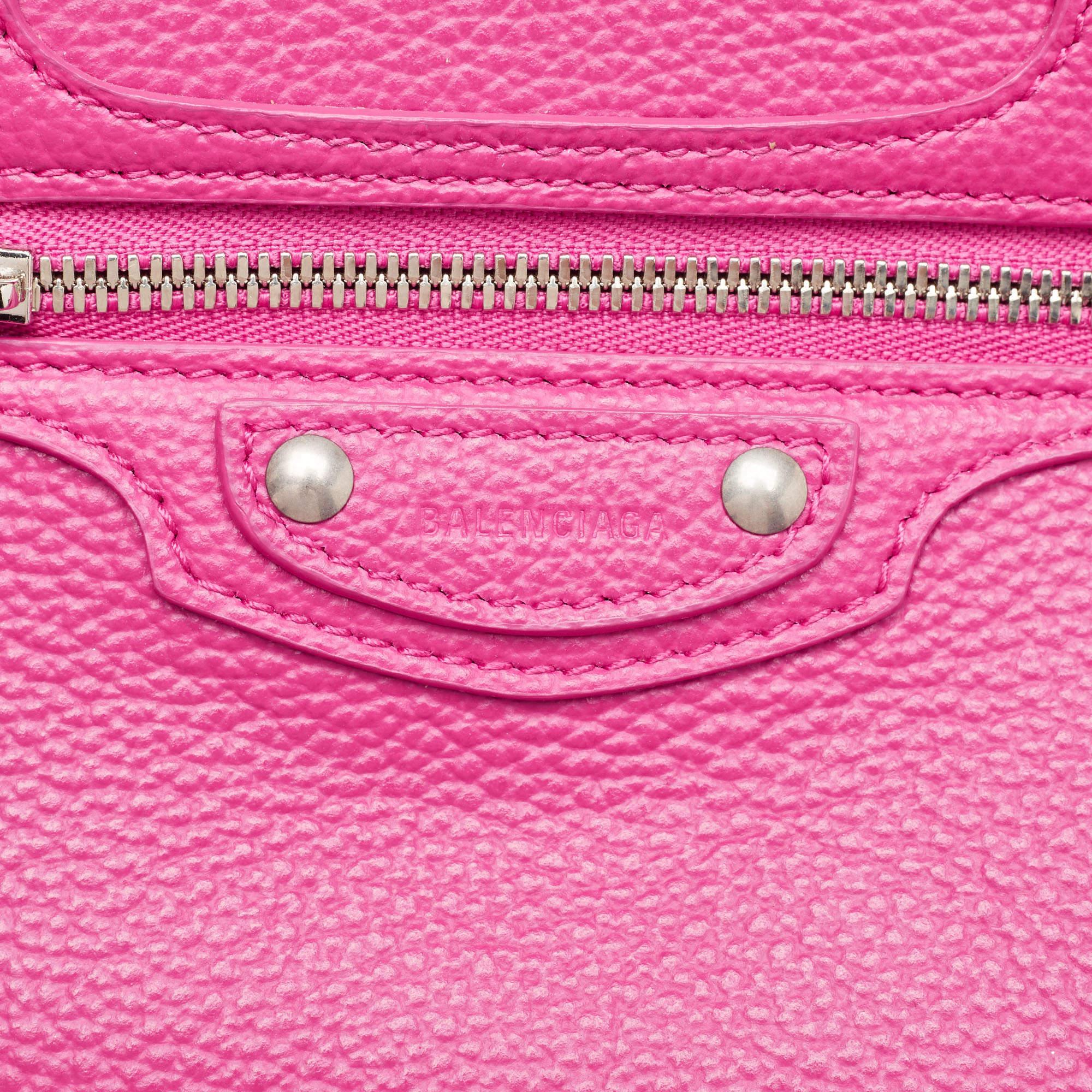 Balenciaga Pink Leather Mini Neo Classic Bag 8