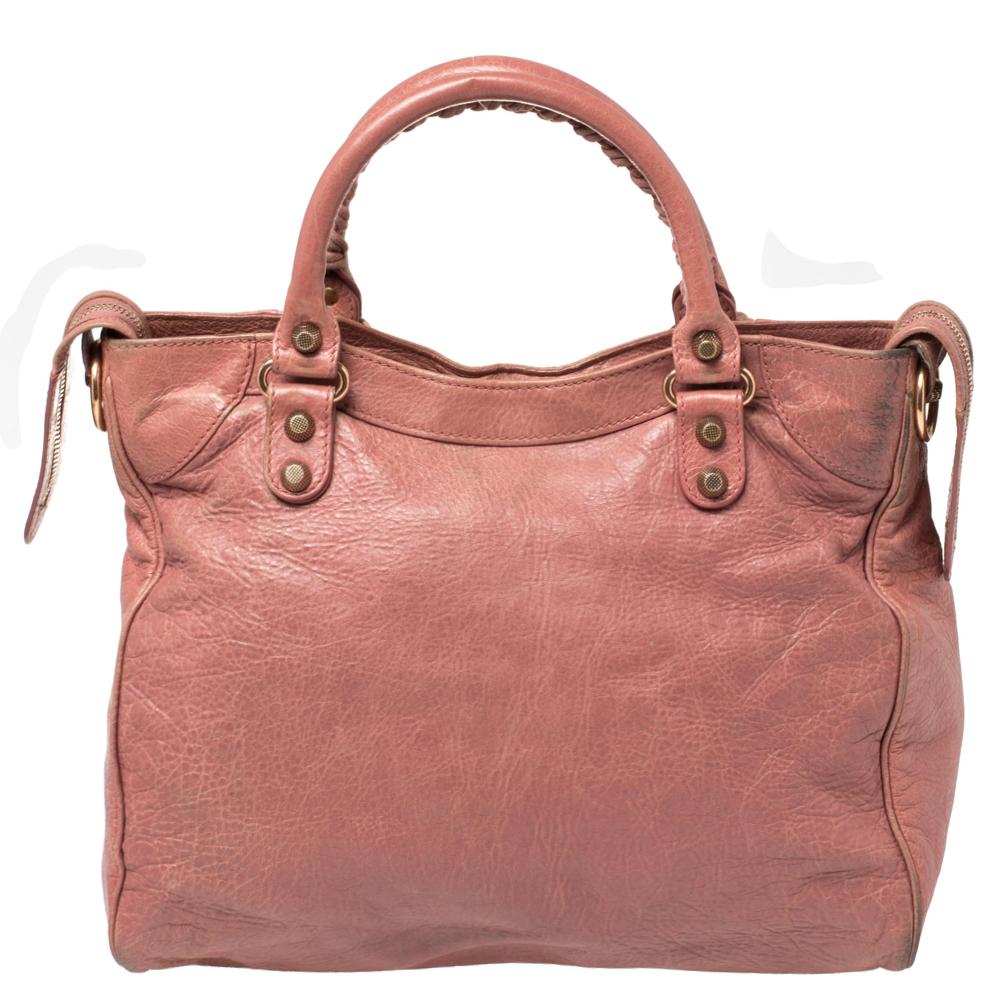 balenciaga pink leather bag