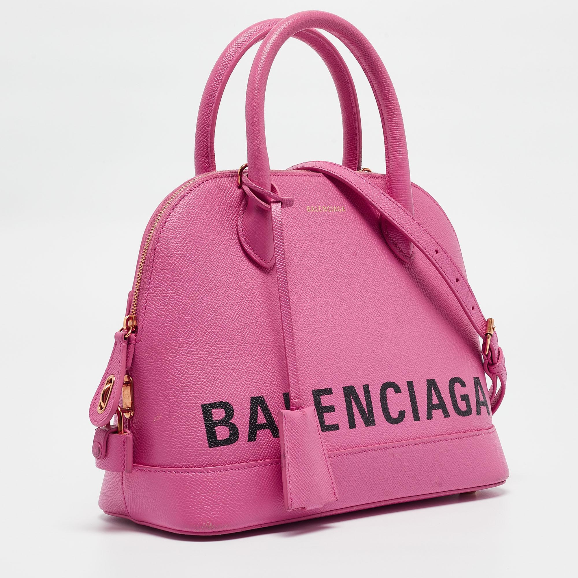 Balenciaga Pink Leather Small Ville Satchel In Good Condition In Dubai, Al Qouz 2