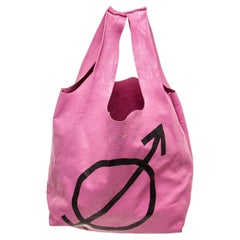 Balenciaga Pink Leather Supermarket Shoulder Bag with nylon, gold-tone hardware