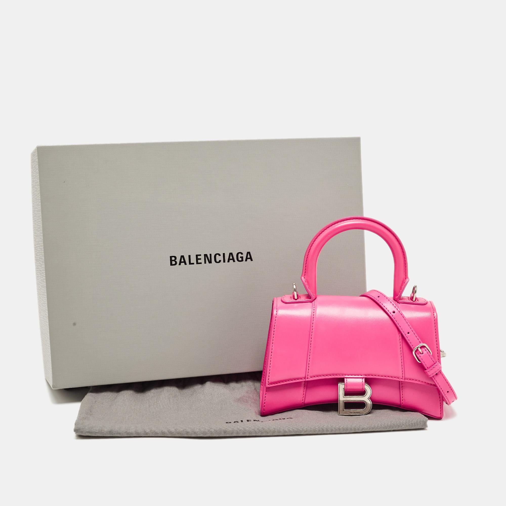 Balenciaga Pink Leather XS Hourglass Top Handle Bag 7