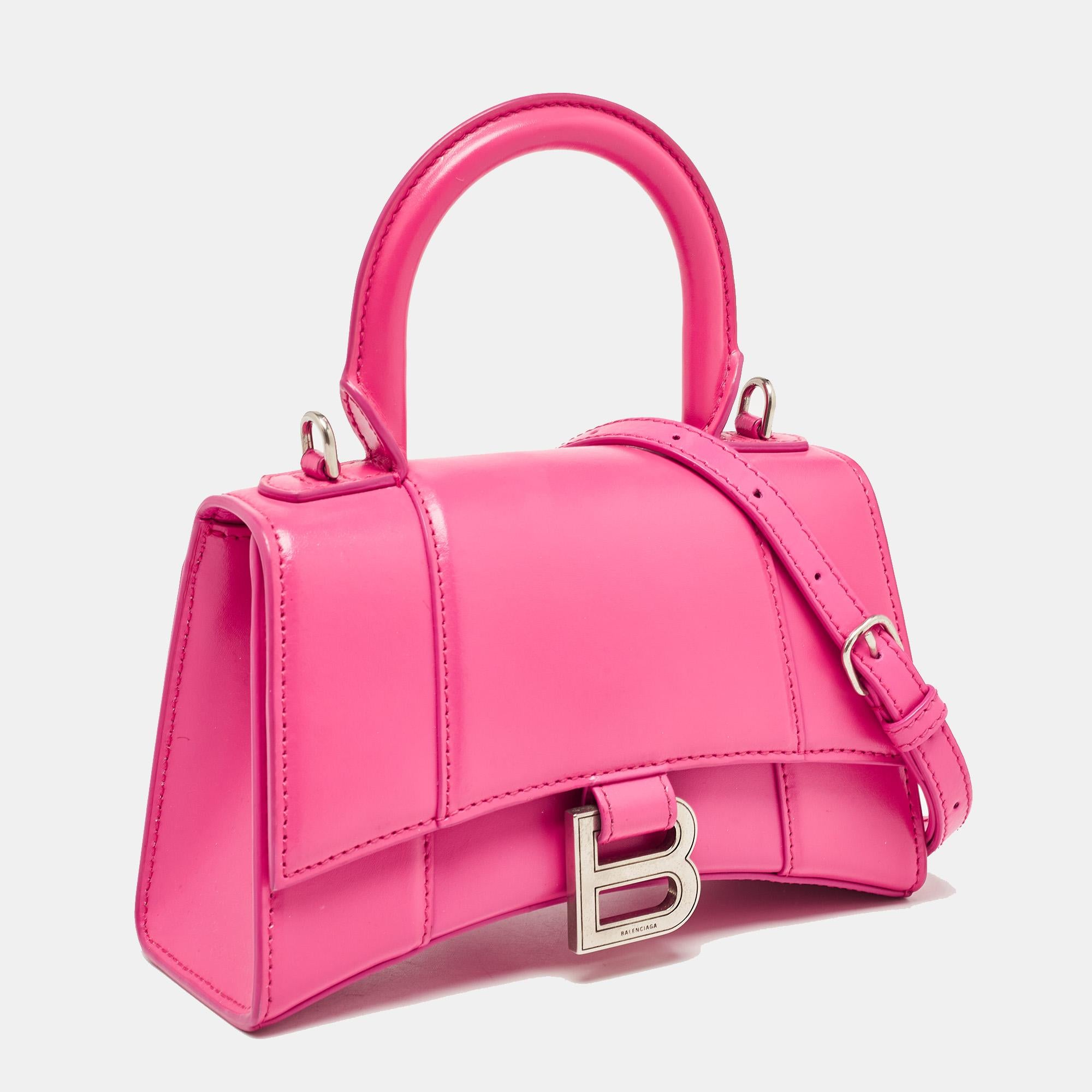Women's Balenciaga Pink Leather XS Hourglass Top Handle Bag