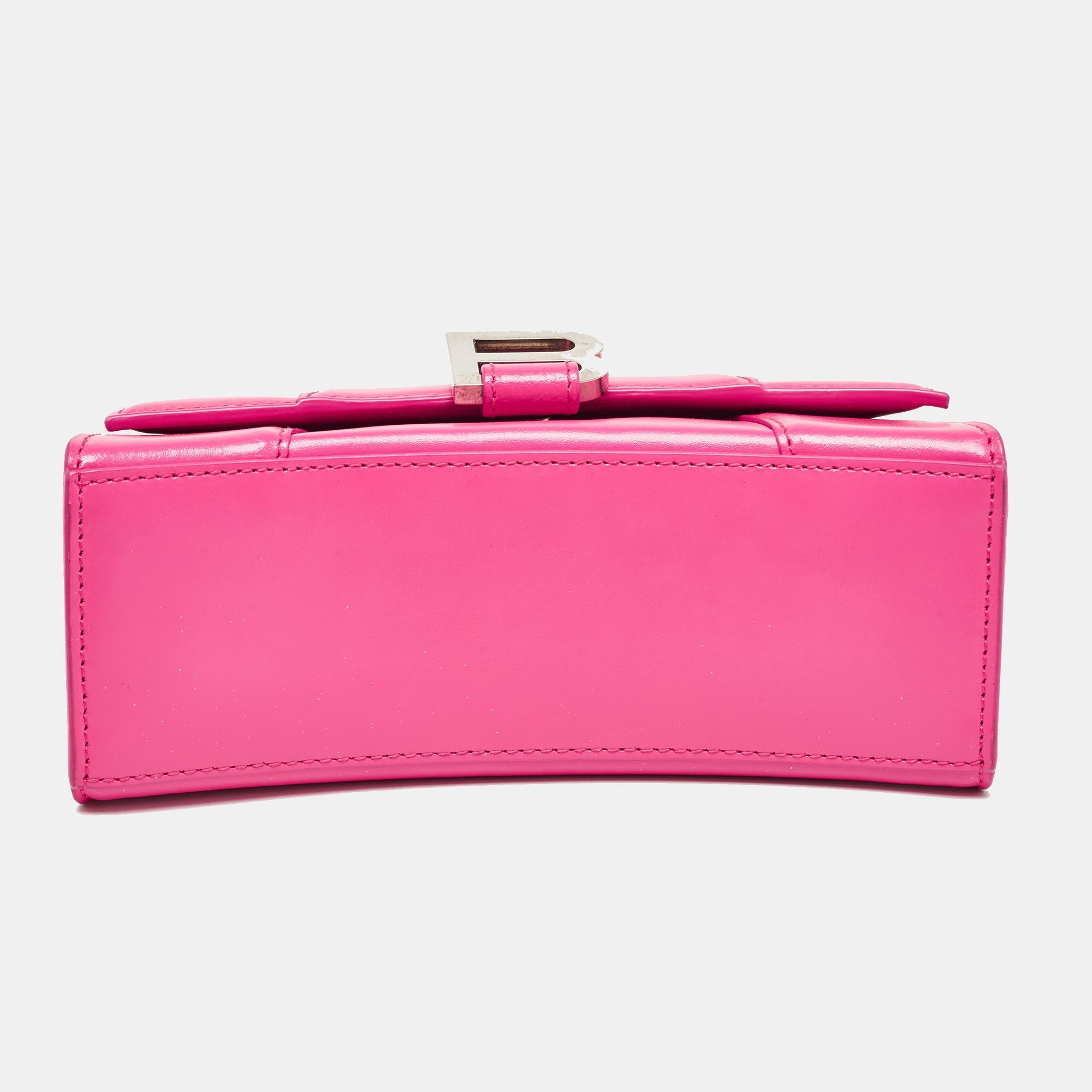 Balenciaga Pink Leather XS Hourglass Top Handle Bag 1