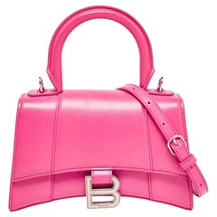 Used Balenciaga Pink Leather XS Hourglass Top Handle Bag