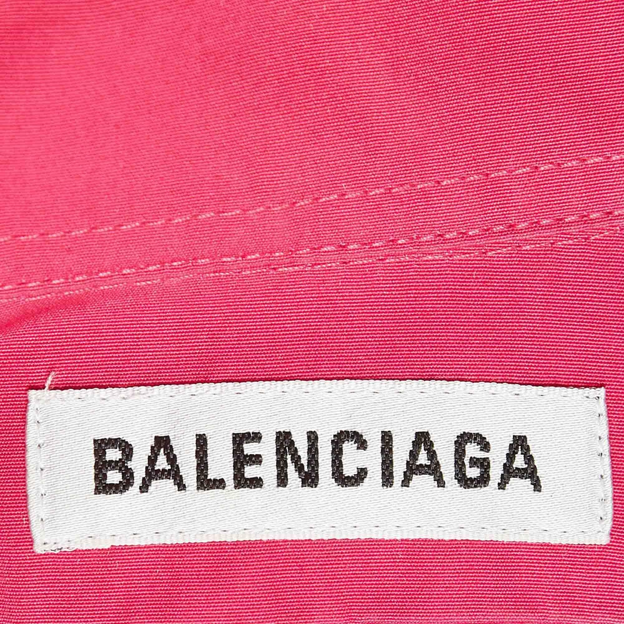 Balenciaga Pink Logo Print Cotton Oversized Shirt S In Good Condition For Sale In Dubai, Al Qouz 2