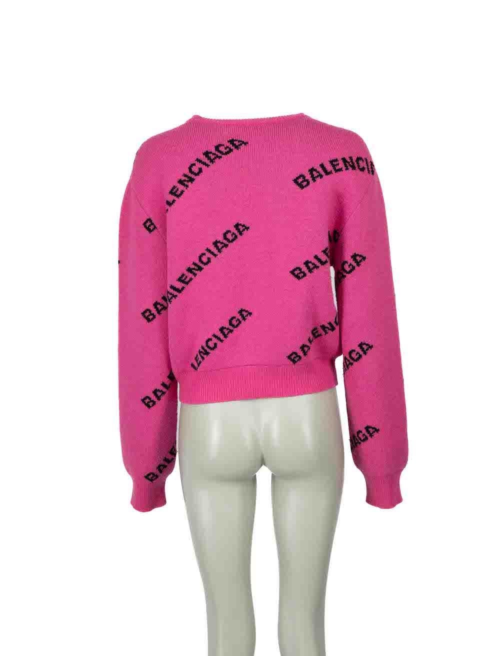 Balenciaga Pink Logo Print Jumper Size XS In Excellent Condition In London, GB