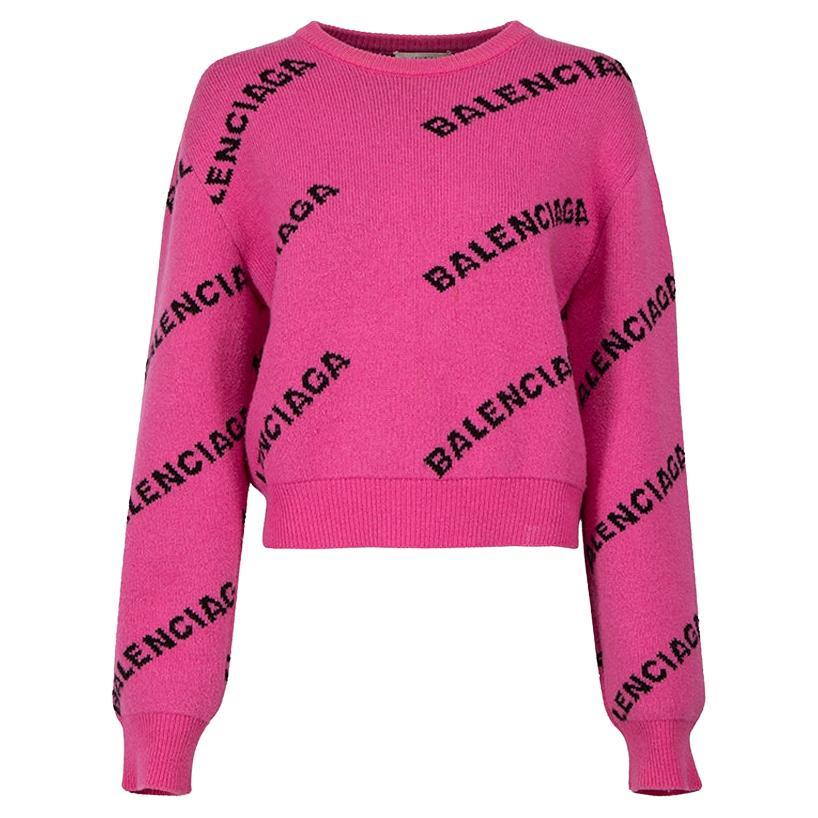 Balenciaga Pink Logo Print Jumper Size XS