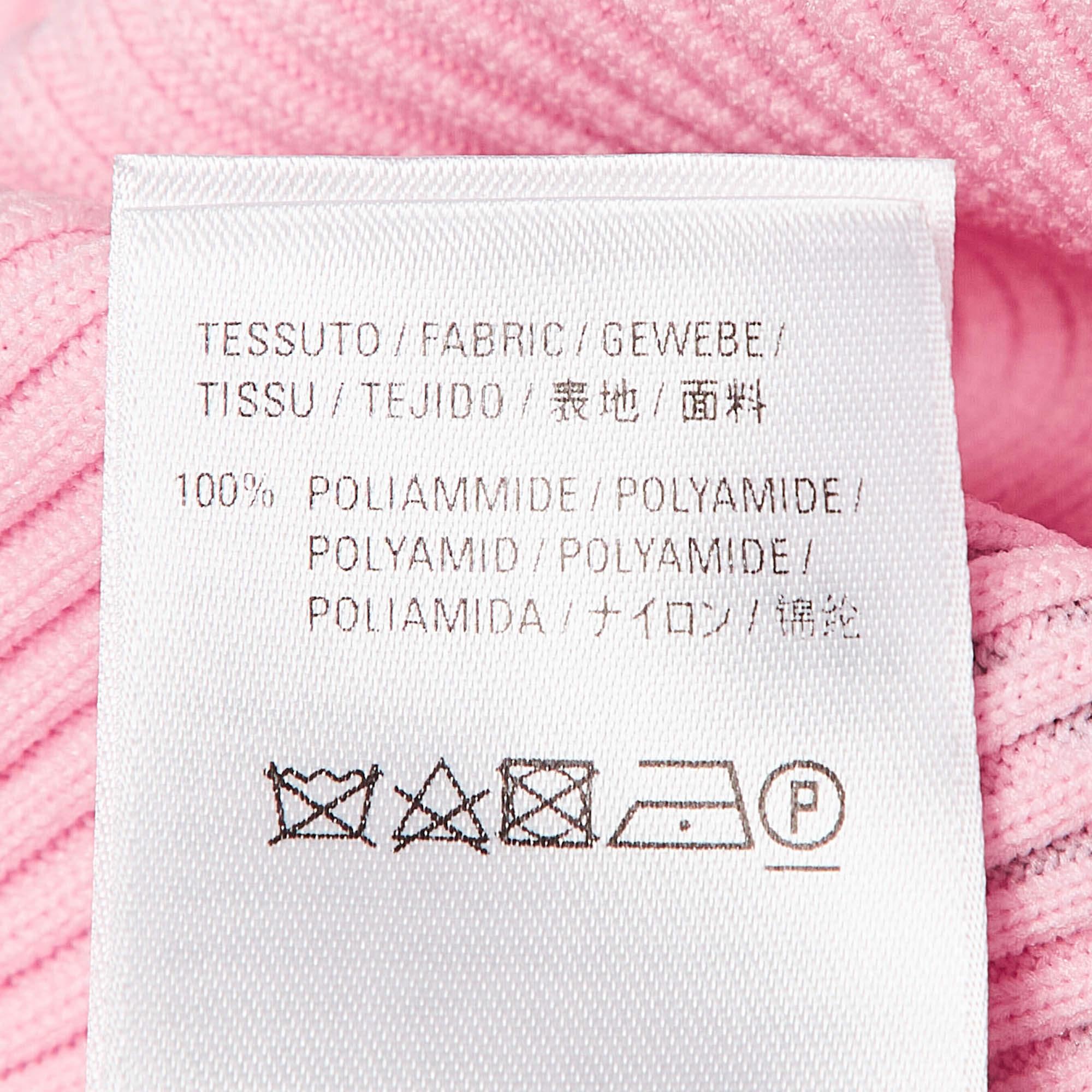 Balenciaga - Robe moulante en tricot côtelé imprimé logo rose M en vente 1