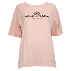 Balenciaga Pink Logo Print T-Shirt Size L