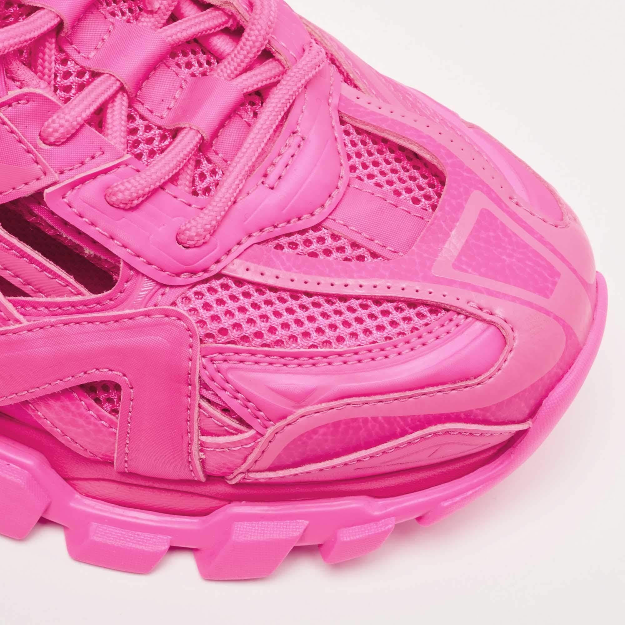 Balenciaga Pink Mesh and Leather Track Sneakers  2