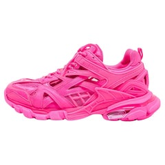 Balenciaga Pink Mesh and Leather Track Sneakers 
