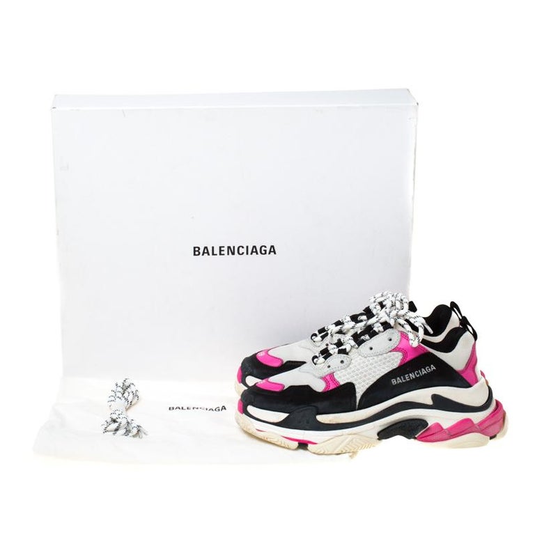 Balenciaga Pink Mesh And Leather Triple S Clear Sole Platform Sneakers Size  39 at 1stDibs