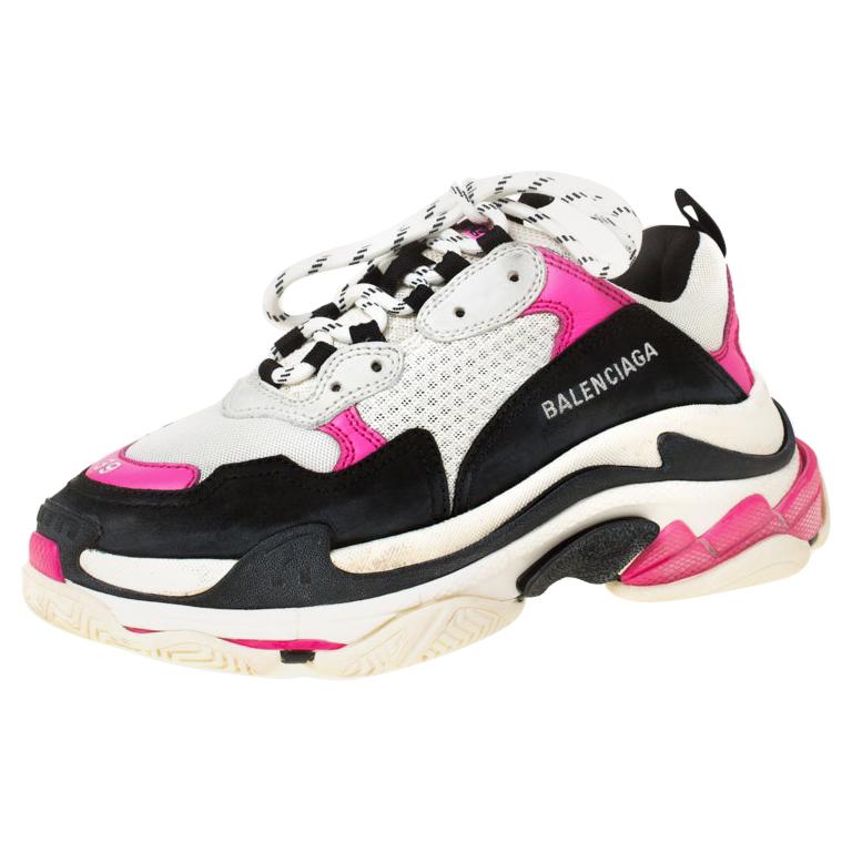 Balenciaga Pink Mesh And Leather Triple S Clear Sole Platform Trainers Size  39 at 1stDibs