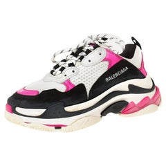 Balenciaga Pink Mesh And Leather Triple S Clear Sole Platform Sneakers Size 39