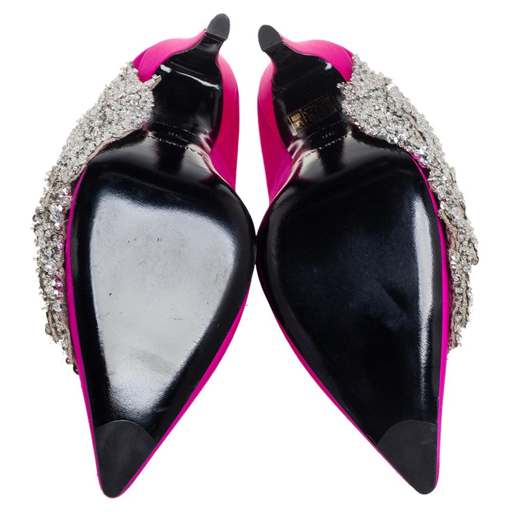 Balenciaga Bombas de raso rosa con adornos de cristal talla 38 2