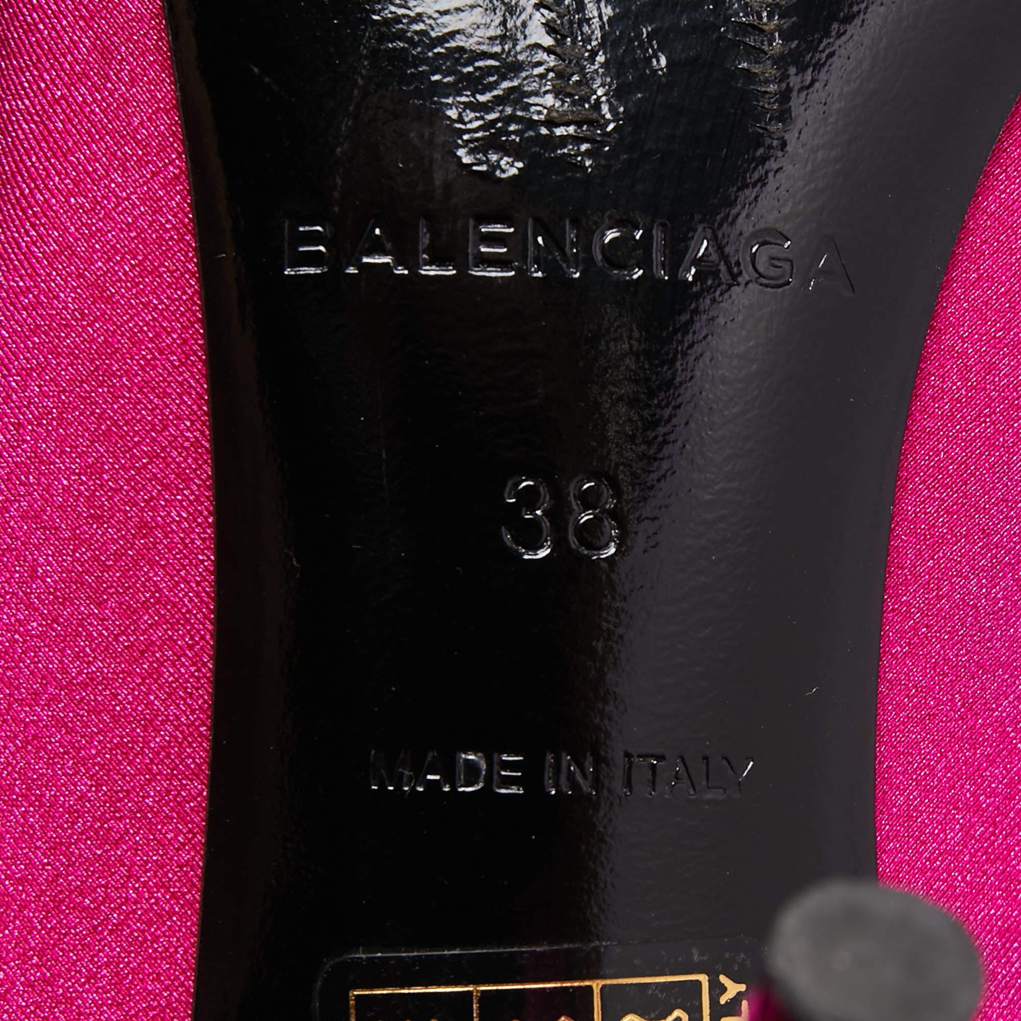 Balenciaga Pink Satin Knife Knee Length Boots Size 38 For Sale 4