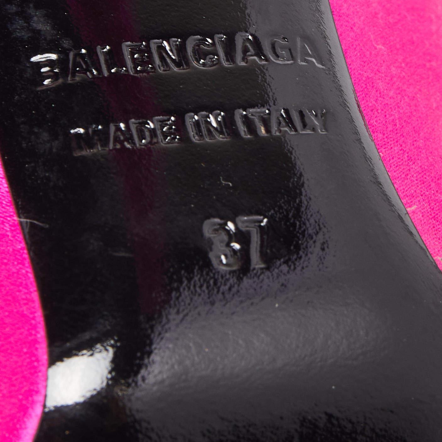 Balenciaga Pink Satin Knife Pointed Toe Pumps  3