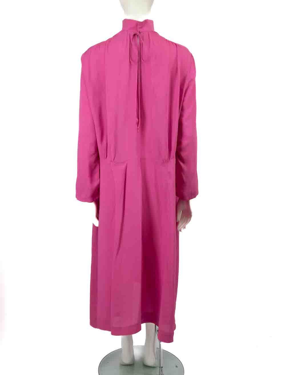 Balenciaga Pink Silk Mock Neck Midi Length Dress Size M In Excellent Condition For Sale In London, GB