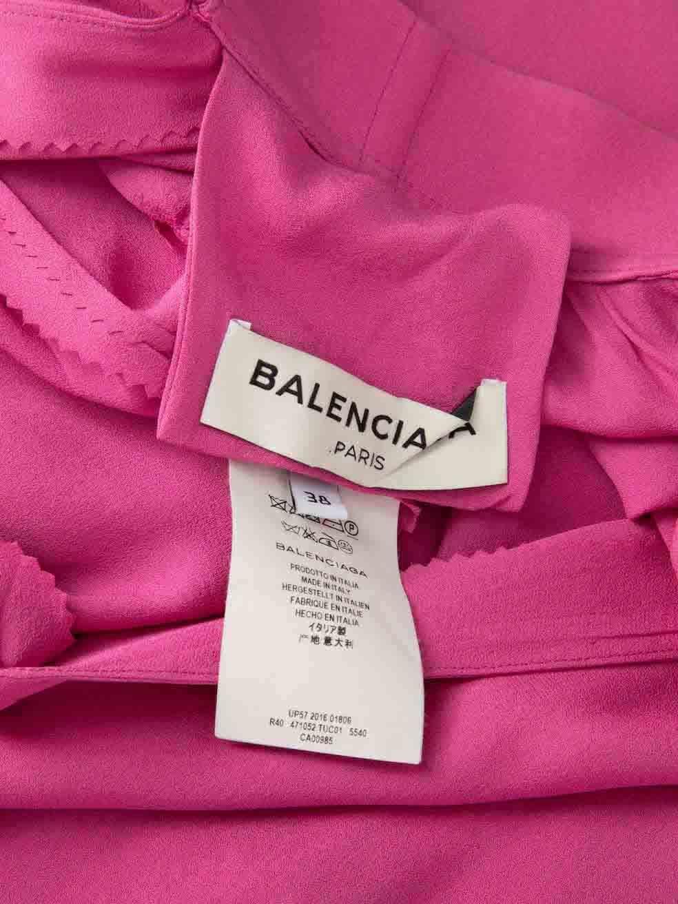 Balenciaga Rosa Seide Mock Neck Midilänge Kleid Größe M im Angebot 3