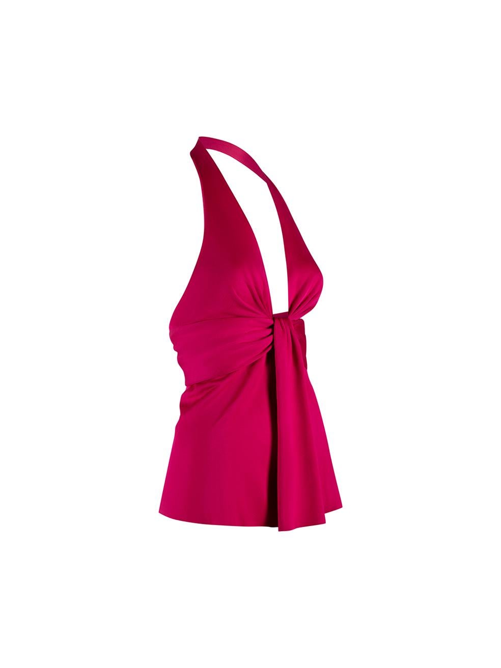 CONDITION is Very good. Minimal wear to top is evident. Minimal wear to raw edges at neckline and negligible mark near hem at centre front on this used Balenciaga designer resale item. 



Details


Pink

Viscose

Sleeveless top

Halter neck

Bow