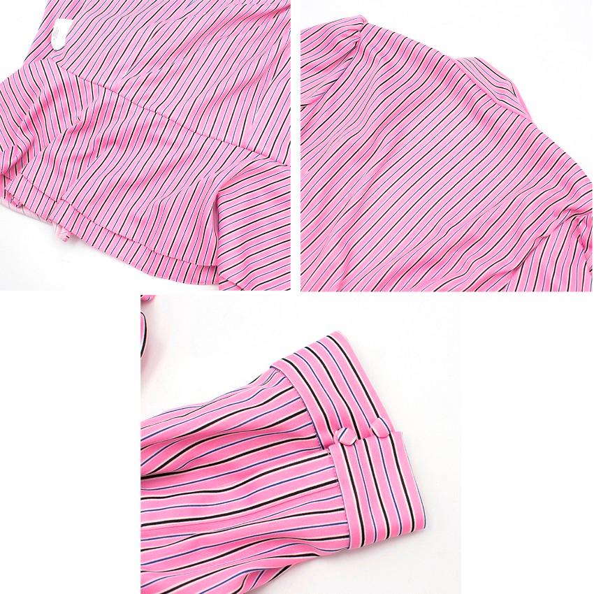 Balenciaga Pink Striped Pussybow Blouse US 0-2 For Sale 5